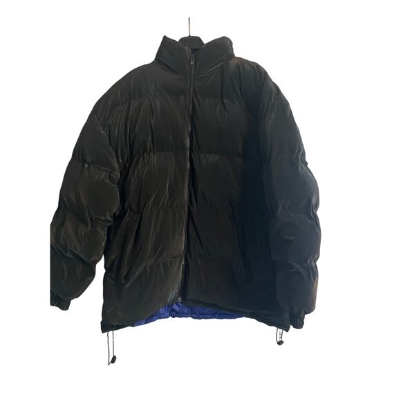 VGUC Leeman Men's Reversible Winter Puffy Coat Black/Blue Drawstring Size 3XL - Picture 1 of 6